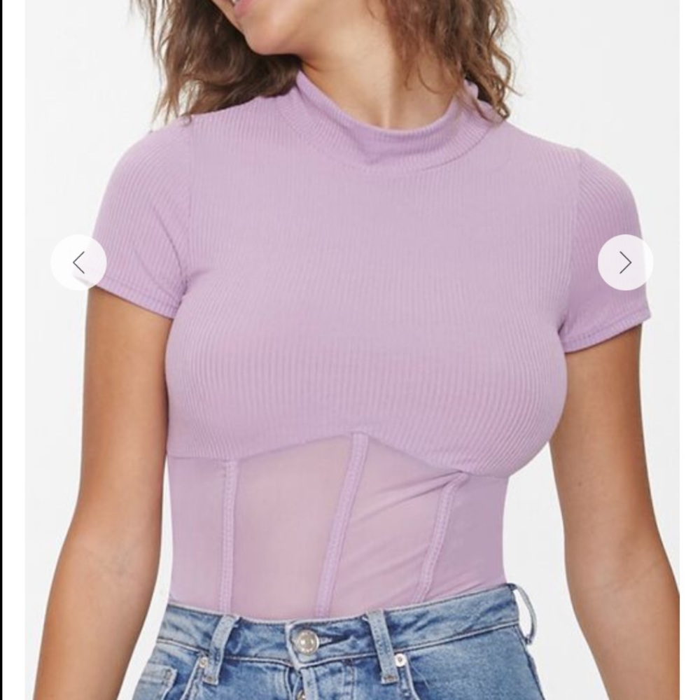 Sheer Mock Neck Bodysuit NWT